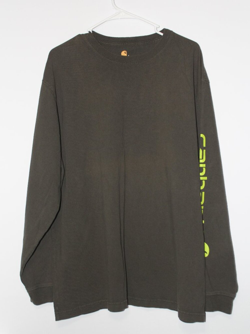 Carhartt Original Fit Shirt Men’s Large Long Sleeve Green Logo Workwear Tee